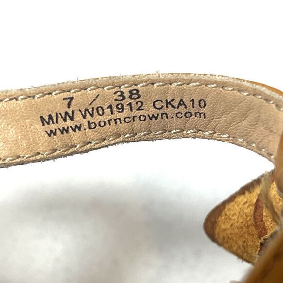 Born Crown Heeled Sandals Womens Sz 7M Yellow Flower Leather Sling Back Open Toe - Picture 7 of 9